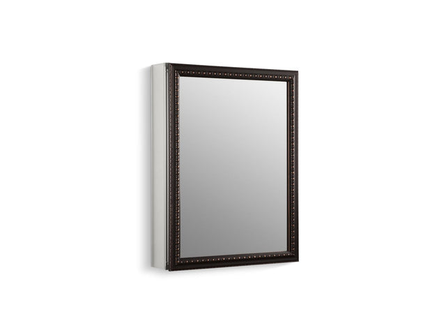 20" W x 26" H aluminum single-door medicine cabinet with oil-rubbed bronze framed mirror door