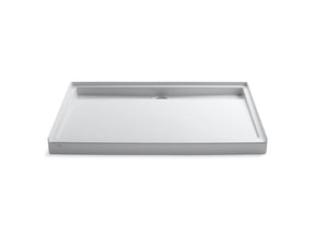 Groove® 60" x 42" alcove shower base, rear center drain