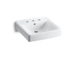 Soho® 20" x 18" wall-mount/concealed arm carrier bathroom sink with 8" widespread faucet holes