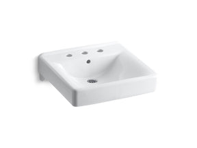 Soho® 20" x 18" wall-mount/concealed arm carrier bathroom sink with 8" widespread faucet holes