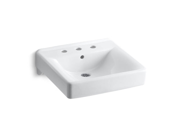 Soho® 20" x 18" wall-mount/concealed arm carrier bathroom sink with 8" widespread faucet holes