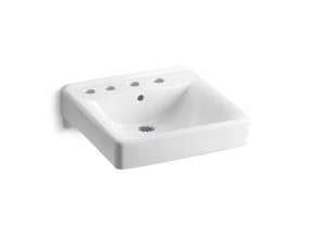 Soho® 20" x 18" wall-mount/concealed arm carrier bathroom sink with 8" widespread faucet holes and left-hand soap dispenser hole