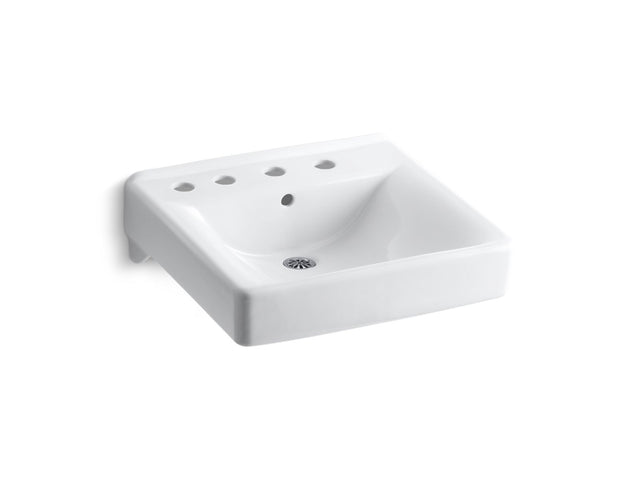 Soho® 20" x 18" wall-mount/concealed arm carrier bathroom sink with 8" widespread faucet holes and left-hand soap dispenser hole
