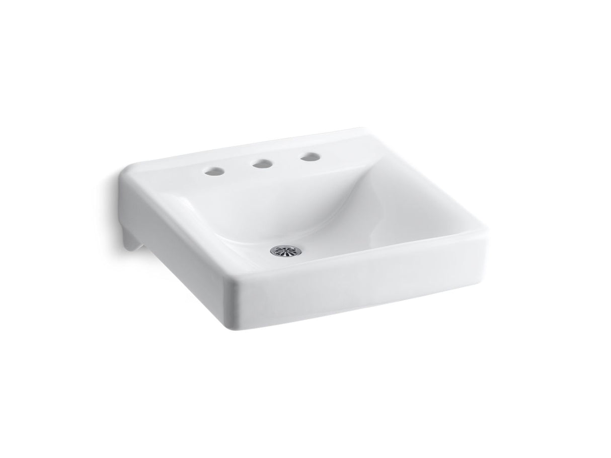 Soho® 20" x 18" wall-mount/concealed arm carrier bathroom sink with 8" widespread faucet holes