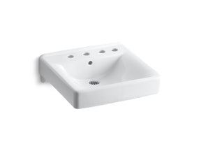 Soho® 20" x 18" wall-mount/concealed arm carrier bathroom sink with 8" widespread faucet holes and right-hand soap dispenser hole
