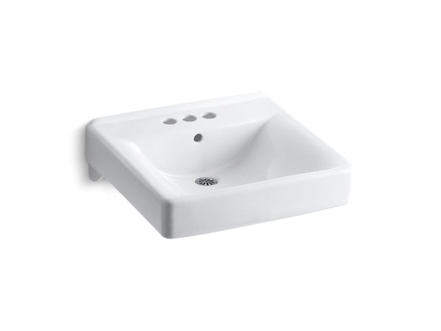 Soho® 20" x 18" wall-mount/concealed arm carrier arm bathroom sink with 4" centerset faucet holes