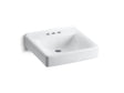 Soho® 20" x 18" wall-mount/concealed arm carrier bathroom sink with 4" centerset faucet holes