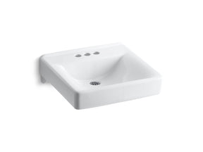 Soho® 20" x 18" wall-mount/concealed arm carrier bathroom sink with 4" centerset faucet holes