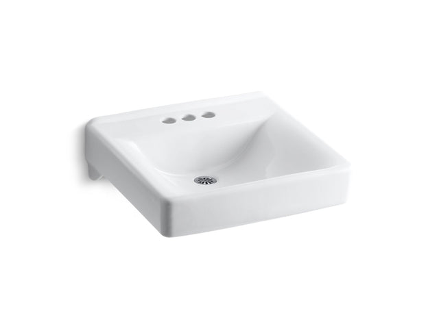 Soho® 20" x 18" wall-mount/concealed arm carrier bathroom sink with 4" centerset faucet holes