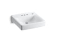 Soho® 20" x 18" wall-mount/concealed arm carrier bathroom sink with 4" centerset faucet holes and right-hand soap dispenser hole