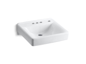 Soho® 20" x 18" wall-mount/concealed arm carrier bathroom sink with 4" centerset faucet holes and right-hand soap dispenser hole