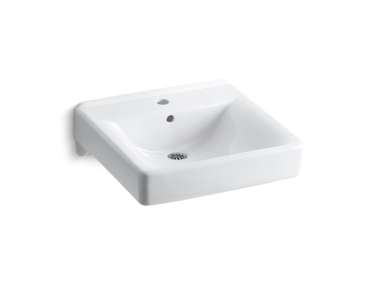 Soho® 20" x 18" wall-mount/concealed arm carrier bathroom sink with single faucet hole