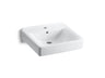 Soho® 20" x 18" wall-mount/concealed arm carrier bathroom sink with single faucet hole