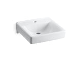 Soho® 20" x 18" wall-mount/concealed arm carrier bathroom sink with single faucet hole
