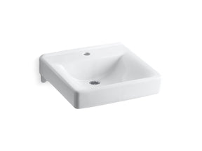 Soho® 20" x 18" wall-mount/concealed arm carrier bathroom sink with single faucet hole