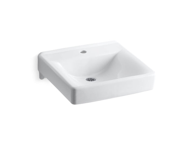 Soho® 20" x 18" wall-mount/concealed arm carrier bathroom sink with single faucet hole