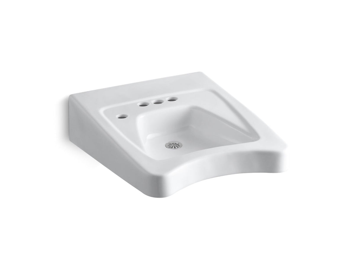 Morningside™ Concealed carrier arm mount wheelchair commercial bathroom sink with 4" centerset faucet holes and left-hand soap dispenser hole