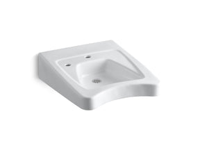 Morningside™ 20" x 27" wall-mount/concealed arm carrier wheelchair bathroom sink with single faucet hole and left-hand soap dispenser hole
