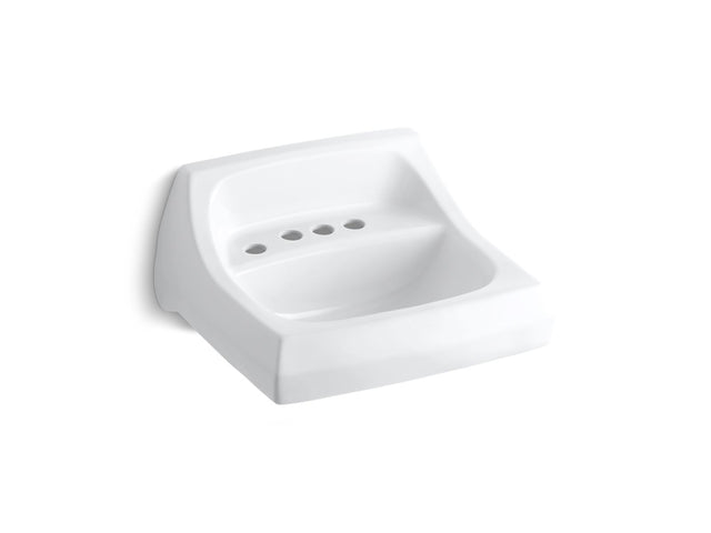 Kingston™ 21-1/4" x 18-1/8" wall-mount/concealed arm carrier bathroom sink with 4" centerset faucet holes and left-hand soap dispenser hole