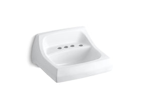 Kingston™ 21-1/4" x 18-1/8" wall-mount/concealed arm carrier bathroom sink with 4" centerset faucet holes and right-hand soap dispenser hole