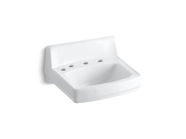 Greenwich™ 20-3/4" x 18-1/4" wall-mount/concealed arm carrier bathroom sink with widespread faucet and left-hand soap dispenser holes