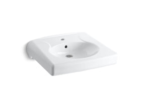 Brenham™ Wall-mount or concealed carrier arm mount commercial bathroom sink with single faucet hole