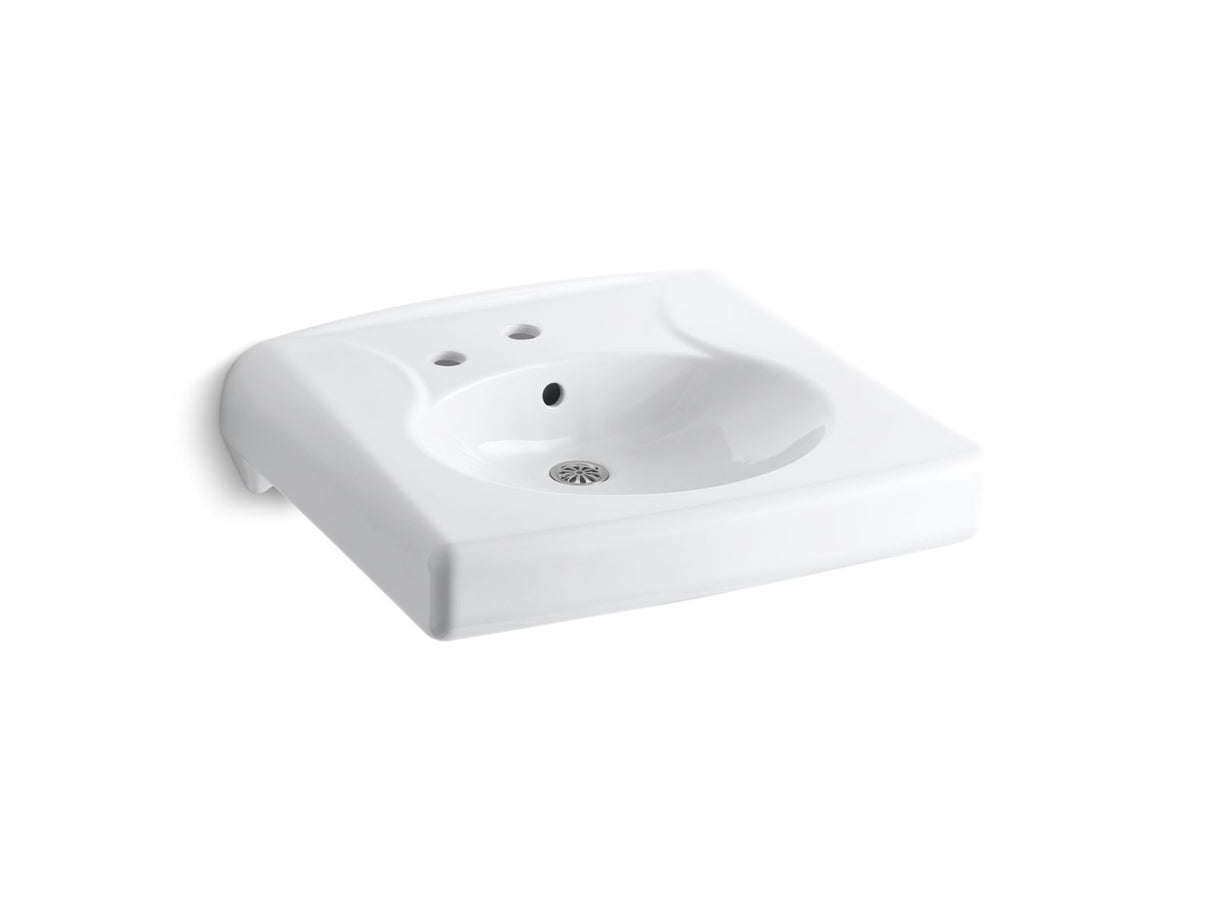 Brenham™ Wall-mount or concealed carrier arm mount commercial bathroom sink with single faucet hole and left-hand soap dispenser hole