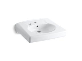 Brenham™ Wall-mount or concealed carrier arm mount commercial bathroom sink with single faucet hole and left-hand soap dispenser hole