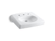 Brenham™ Wall-mount or concealed carrier arm mount commercial bathroom sink with widespread faucet holes and no overflow