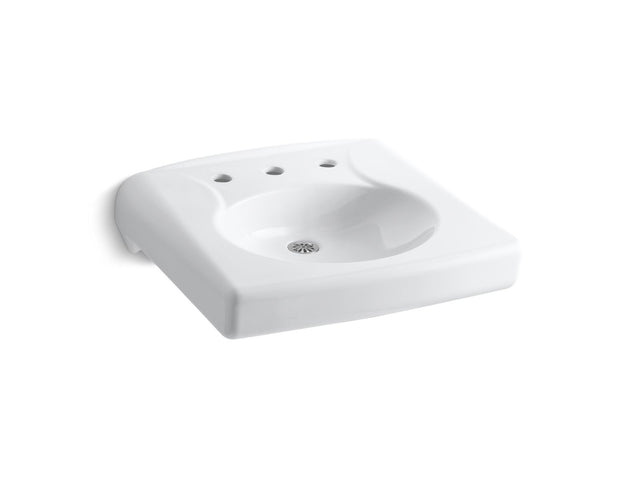 Brenham™ Wall-mount or concealed carrier arm mount commercial bathroom sink with widespread faucet holes and no overflow