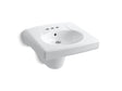 Brenham™ Wall-mount or concealed carrier arm mount commercial bathroom sink with 4" centerset faucet holes and shroud