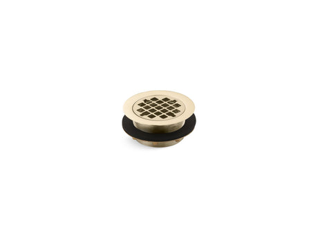 Round shower drain for use with plastic pipe, gasket included