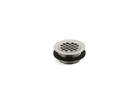 Round shower drain for use with plastic pipe, gasket included