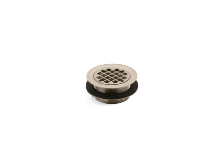 Round shower drain for use with plastic pipe, gasket included