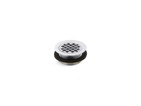 Round shower drain for use with plastic pipe, gasket included