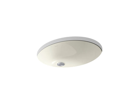 Caxton® 21-1/4" oval undermount bathroom sink with glazed underside, no overflow