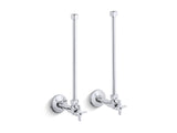 Pair 1/2" NPT angle supplies with stop, cross handle and annealed vertical tube