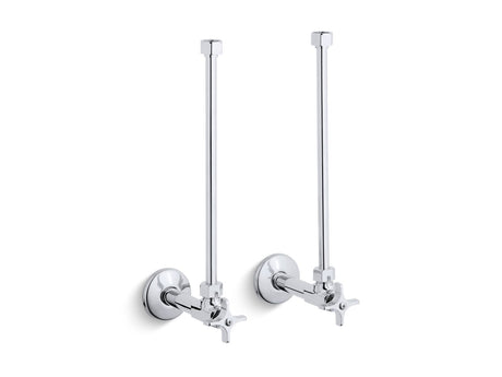 Pair 1/2" NPT angle supplies with stop, cross handle and annealed vertical tube