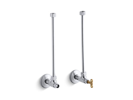 Pair 1/2" NPT angle supplies with loose-key stop and annealed vertical tube