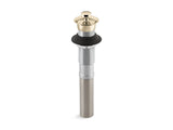 Bathroom sink drain with non-removable metal stopper and without overflow
