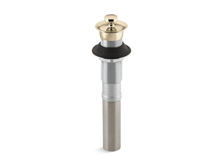 Bathroom sink drain with non-removable metal stopper and without overflow