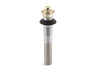 Bathroom sink drain with non-removable metal stopper and without overflow