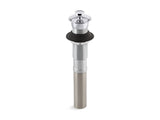 Bathroom sink drain with non-removable metal stopper and without overflow