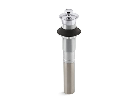 Bathroom sink drain with non-removable metal stopper and without overflow