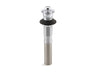 Bathroom sink drain with non-removable metal stopper and without overflow