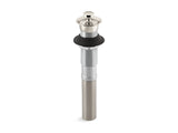 Bathroom sink drain with non-removable metal stopper and without overflow