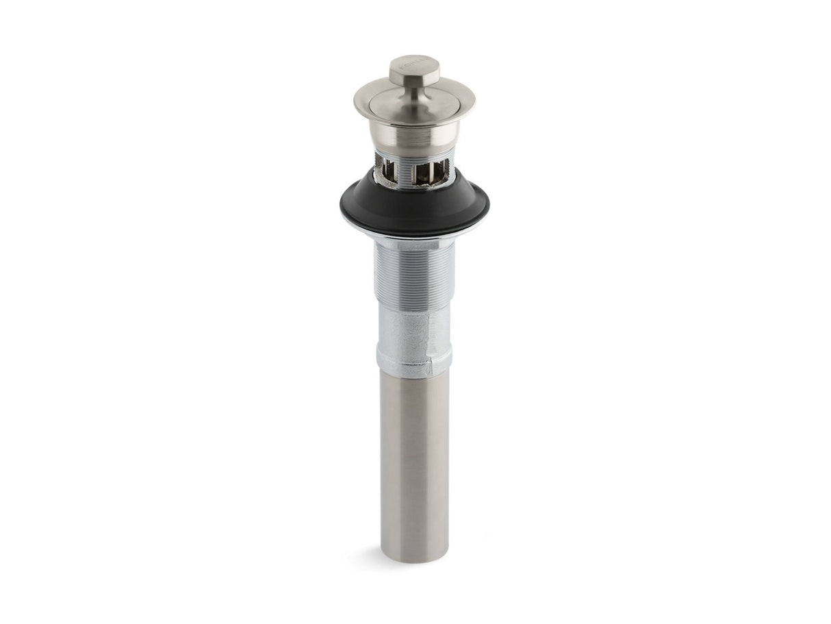 Bathroom sink drain with overflow and non-removable metal stopper