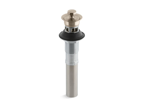 Bathroom sink drain with overflow and non-removable metal stopper