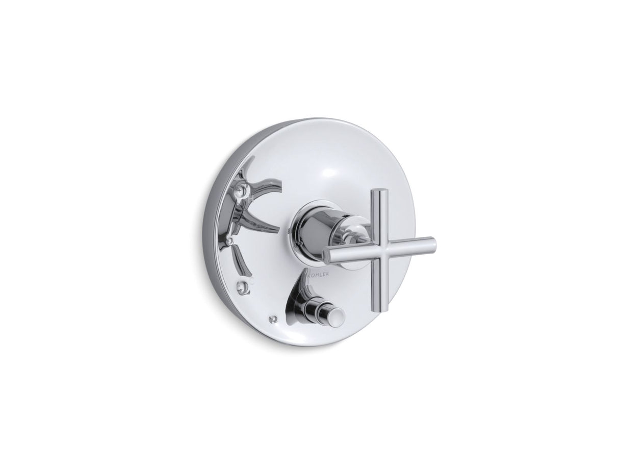 Purist® Rite-Temp® valve trim with push-button diverter and cross handle