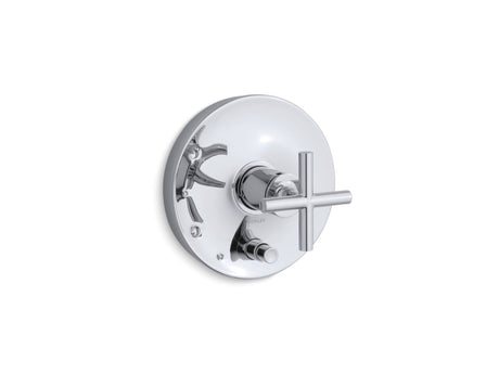 Purist® Rite-Temp® valve trim with push-button diverter and cross handle